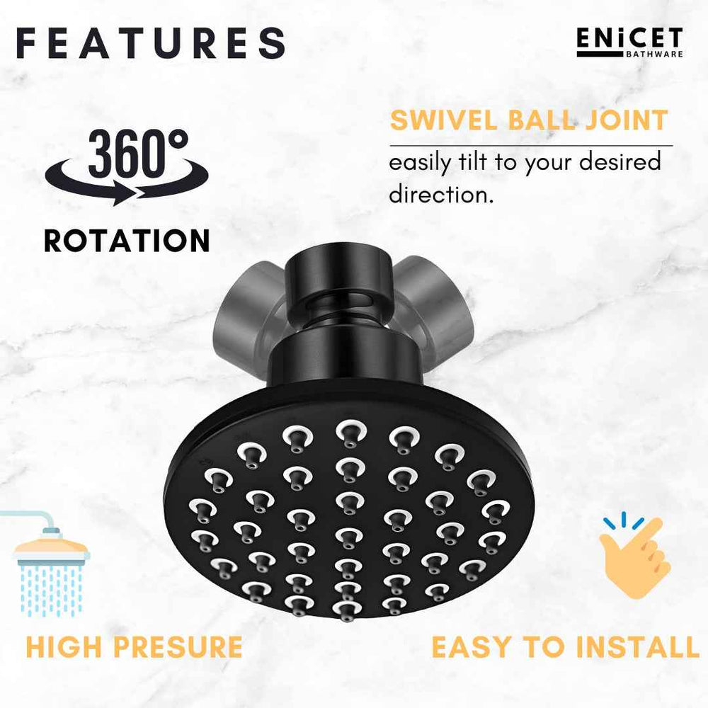Overhead Round Shower Head - ENICET 5 Inch Chrome Rain Shower