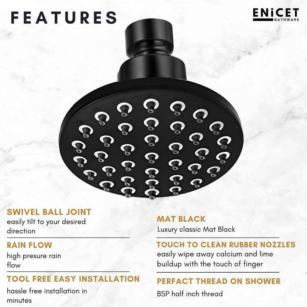 Overhead Round Shower Head - ENICET 5 Inch Chrome Rain Shower