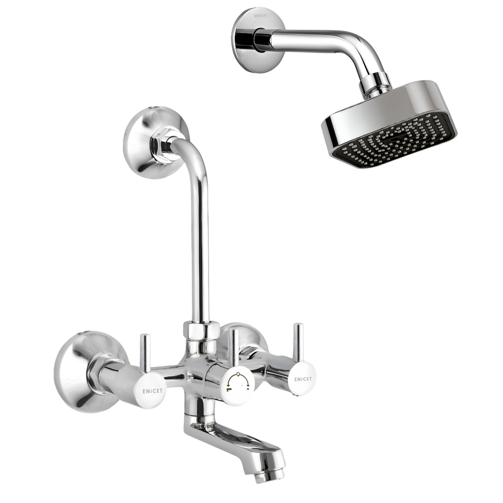 Brass Wall Mixer with Shower - ENICET 2-in-1 Chrome Set - Enicet Bathware