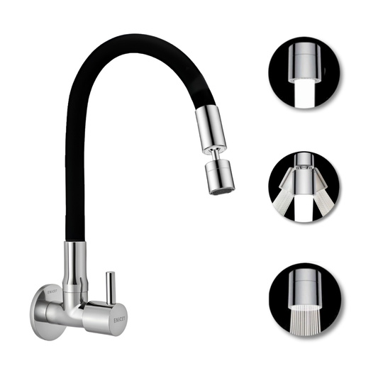 ENICET Dual Flow Sink Tap with Flexible Spout, 360 Rotating Swivel Swinging Spout, Brass Build, Kitchen Sink Tap, Tap for Kitchen Sink, Wash Basin Tap