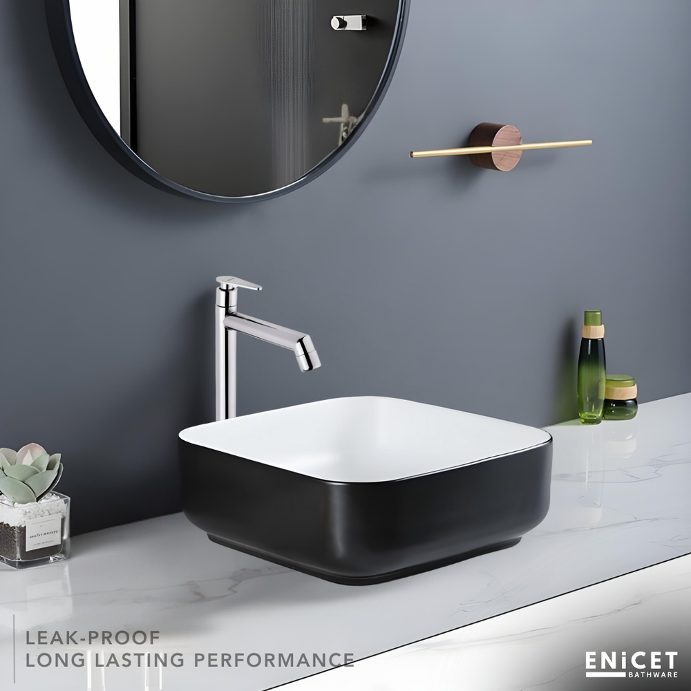 Enicet High Neck Pillar Cock (Brim) - Premium rust-resistant Faucet for Bathroom & Kitchen, Wash Basin Tap with Chrome Finish, Durable, Leak-Proof Design - Enicet Bathware