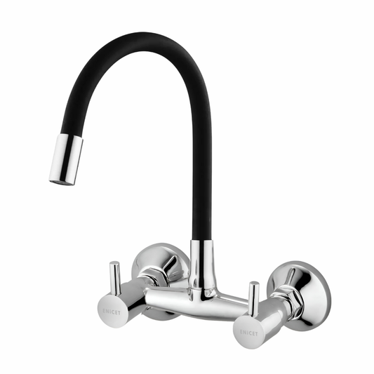 ENICET Brass Sink Mixer, Extended Spout, Chrome Finish, 360 Swivel Swinging Spout, 7 Years Warranty, Sink Mixer Tap for Kitchen, Hot and Cold, Kitchen Sink Tap (Flexible spout 1 Flow)