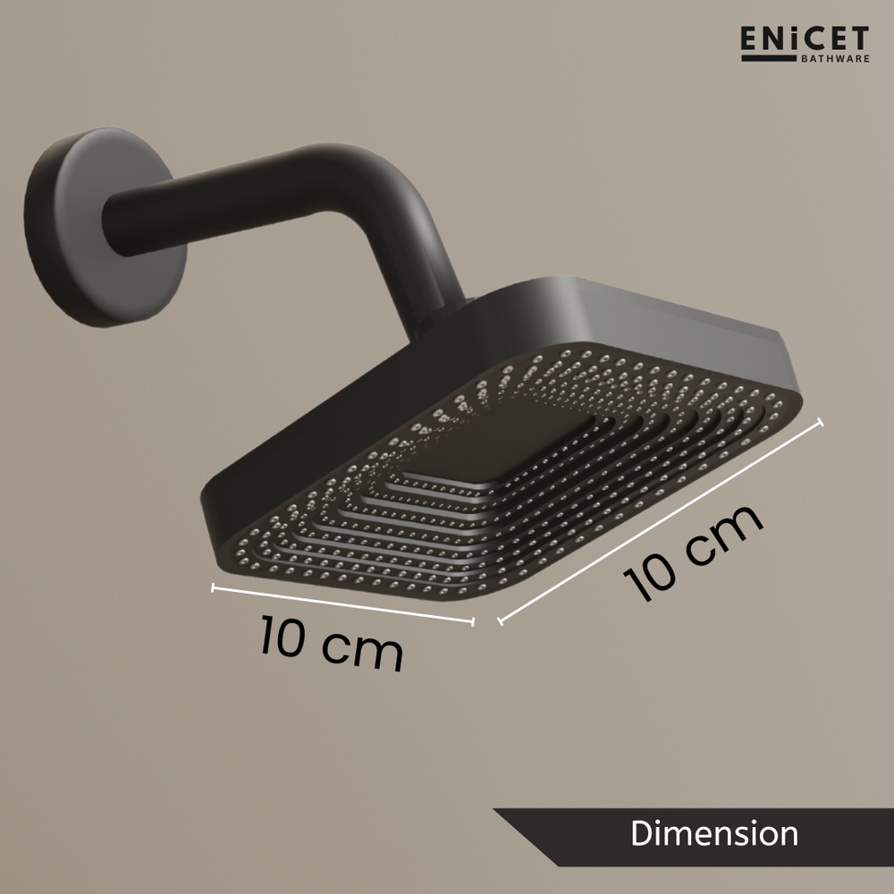 ABS Overhead Shower Square Safari 4x4 Matte Black | Enicet - Enicet Bathware