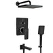 ENICET Matte Black Concealed Shower Set with 7X11 Overhead & Hand Shower | Brass Bathroom Fittings