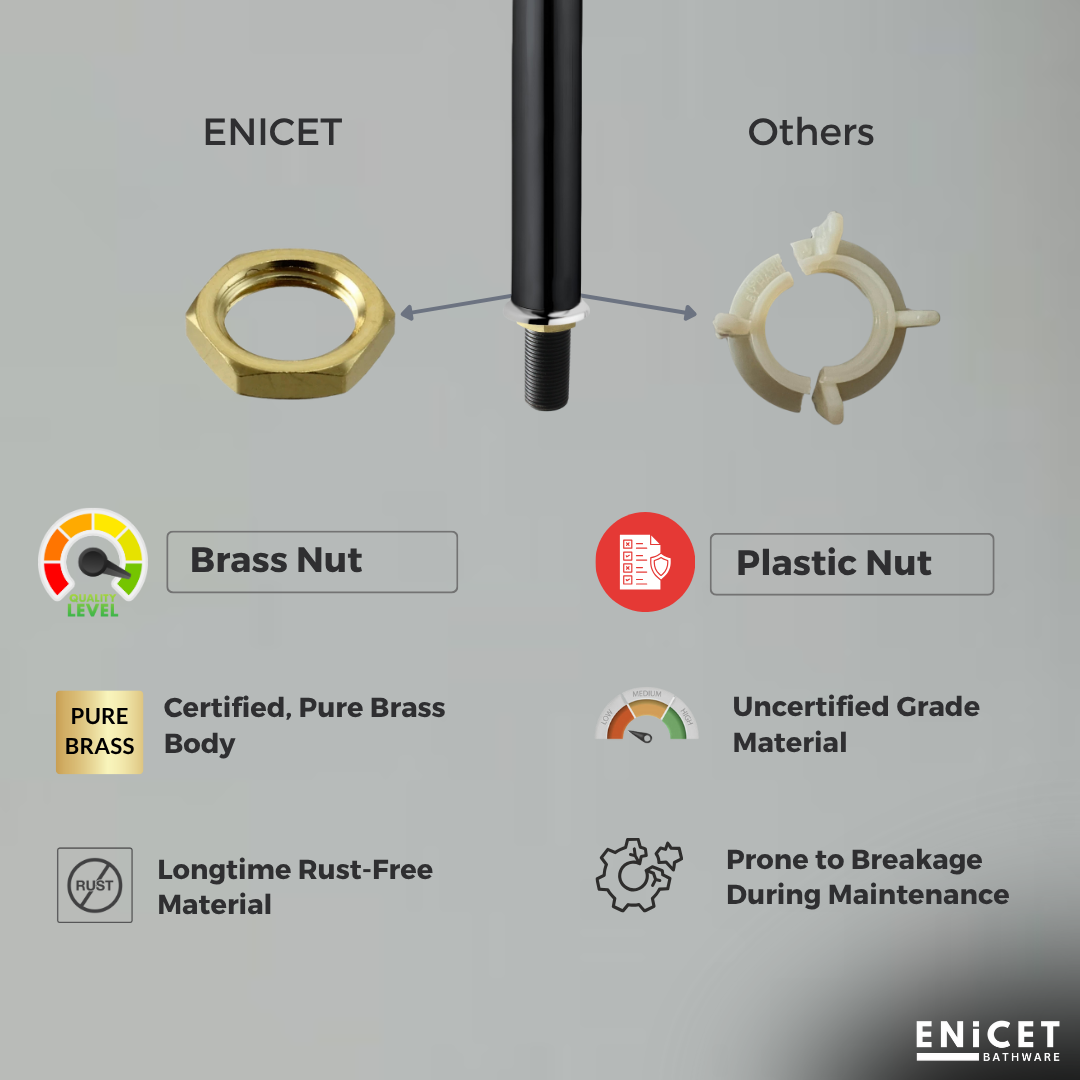 Brass Pillar Cock, Matte Black Body, 12 Inch Tall Extended Body, 7 Years Warranty, Wash Basin tap for Bathroom, Kitchen Sink Pillar Tap